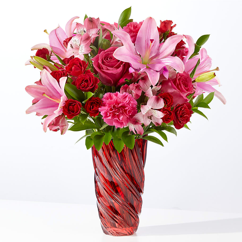 In Love Bouquet with Luxe Swirl Vase – Talia Flowers, Ottawa ON