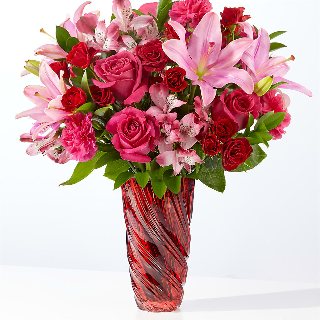 In Love Bouquet with Luxe Swirl Vase – Talia Flowers, Ottawa ON
