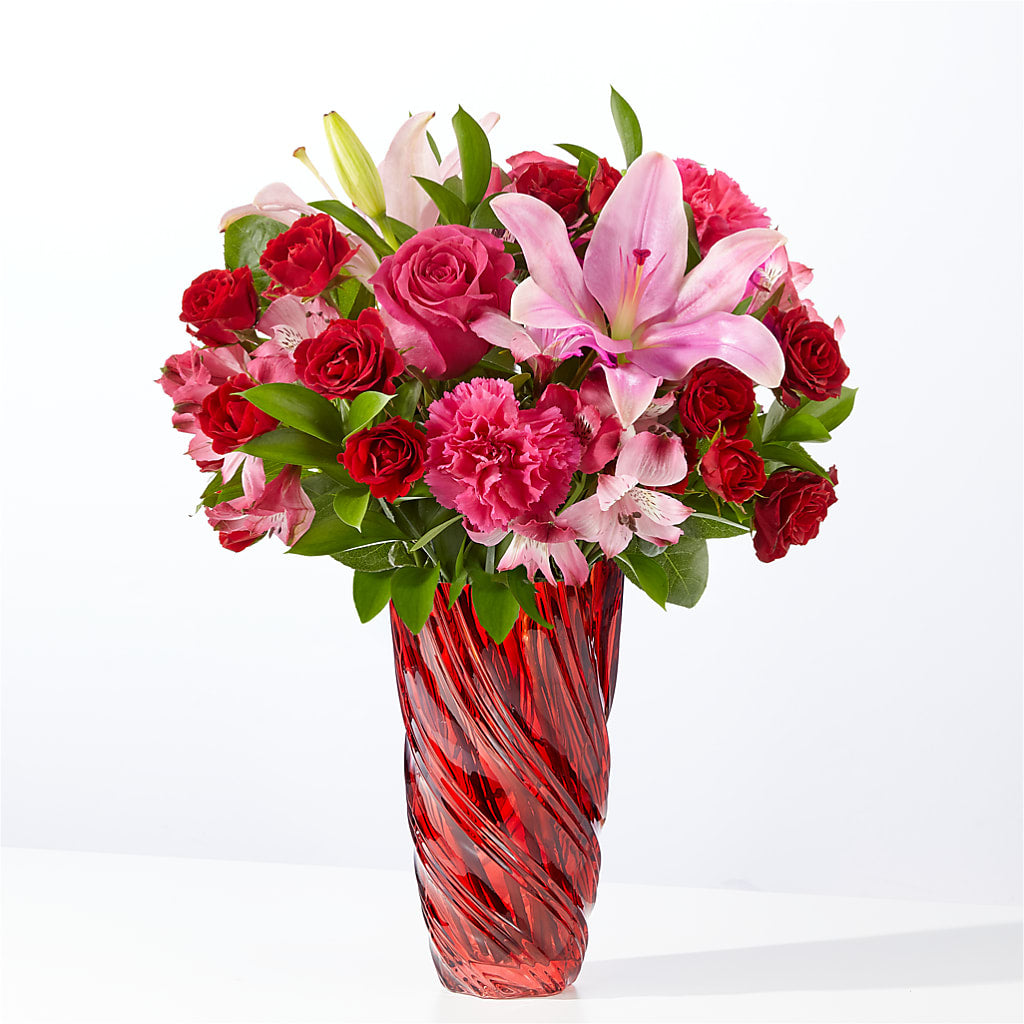 In Love Bouquet with Luxe Swirl Vase – Talia Flowers, Ottawa ON