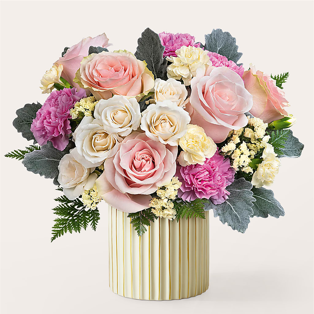Blissful Moments Bouquet with Ivory Vase – Talia Flowers, Ottawa ON