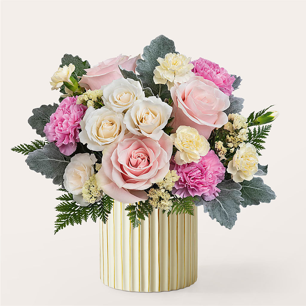 Blissful Moments Bouquet with Ivory Vase – Talia Flowers, Ottawa ON