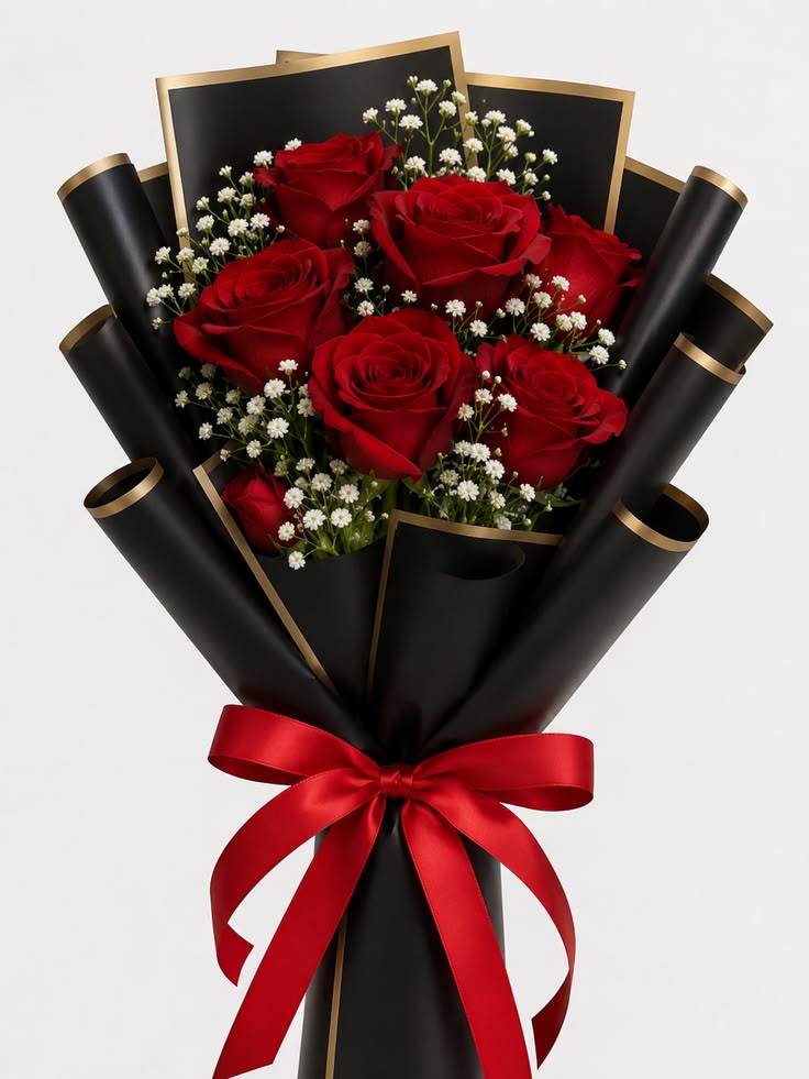 6 red roses