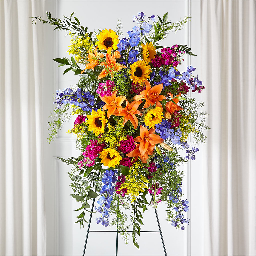 Sunlit Memories Standing Spray (Standard) – Talia Flowers, Ottawa ON