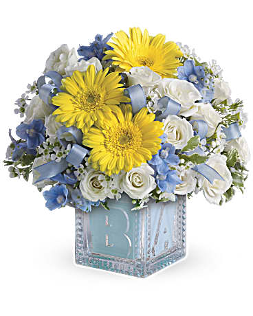 Baby's First Block by Teleflora - Blue – Talia Flowers, Ottawa ON