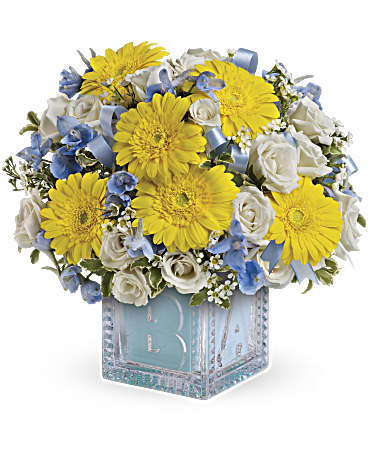 Baby's First Block by Teleflora - Blue – Talia Flowers, Ottawa ON