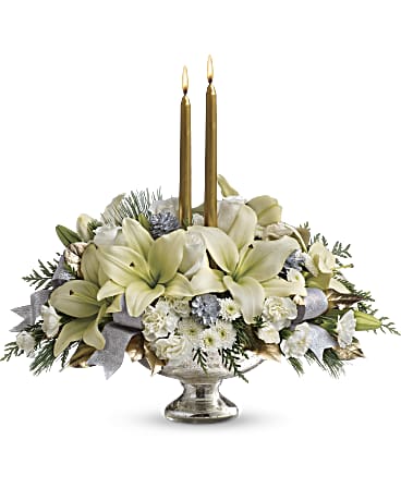Teleflora's Silver And Gold Centerpiece