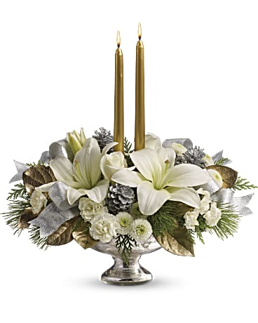 Teleflora's Silver And Gold Centerpiece – Talia Flowers, Ottawa ON