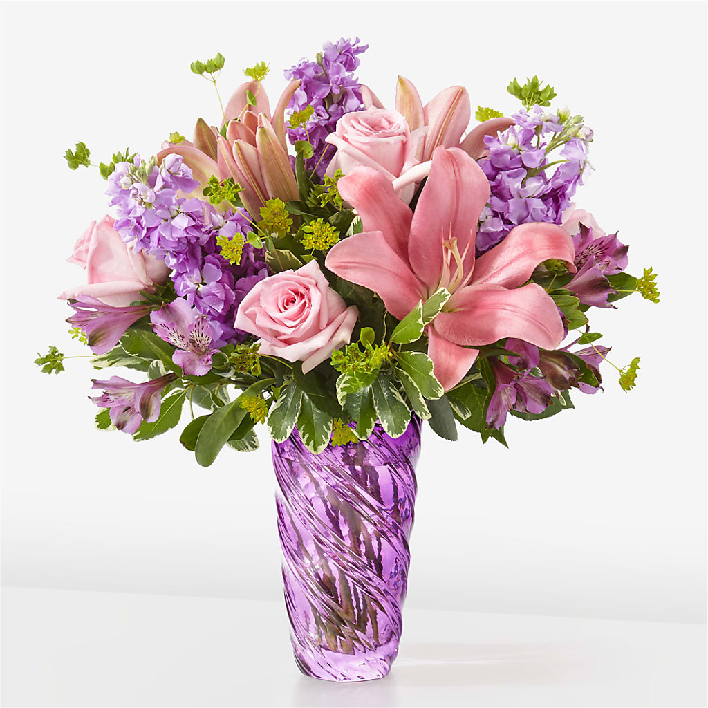 Precious Petals Bouquet with Luxe Swirl Vase – Talia Flowers, Ottawa ON