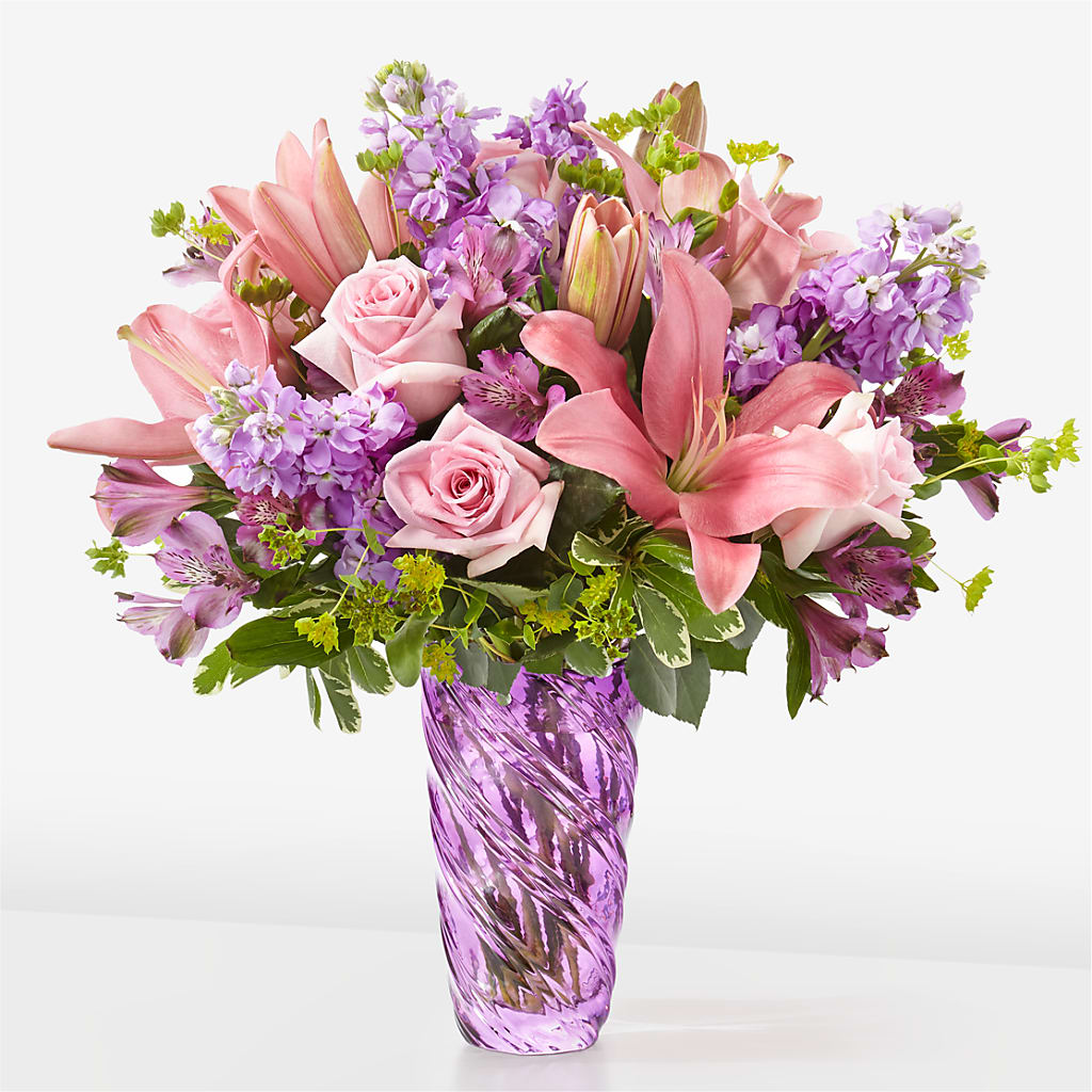 Precious Petals Bouquet with Luxe Swirl Vase – Talia Flowers, Ottawa ON
