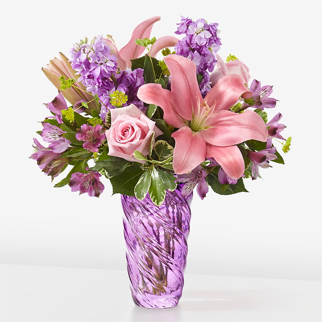 Precious Petals Bouquet with Luxe Swirl Vase – Talia Flowers, Ottawa ON