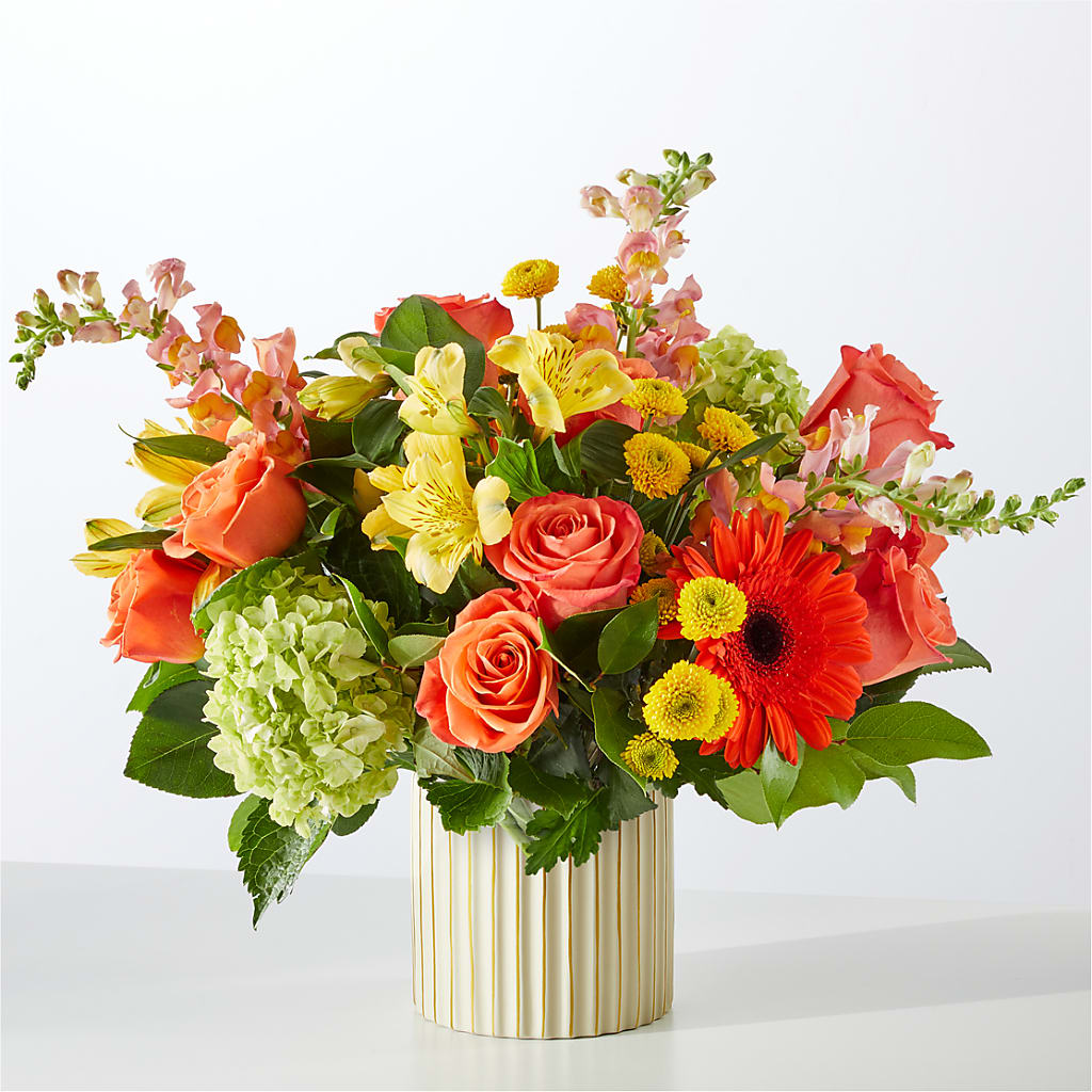 Autumn Sunshine Bouquet with Ivory Vase – Talia Flowers, Ottawa ON