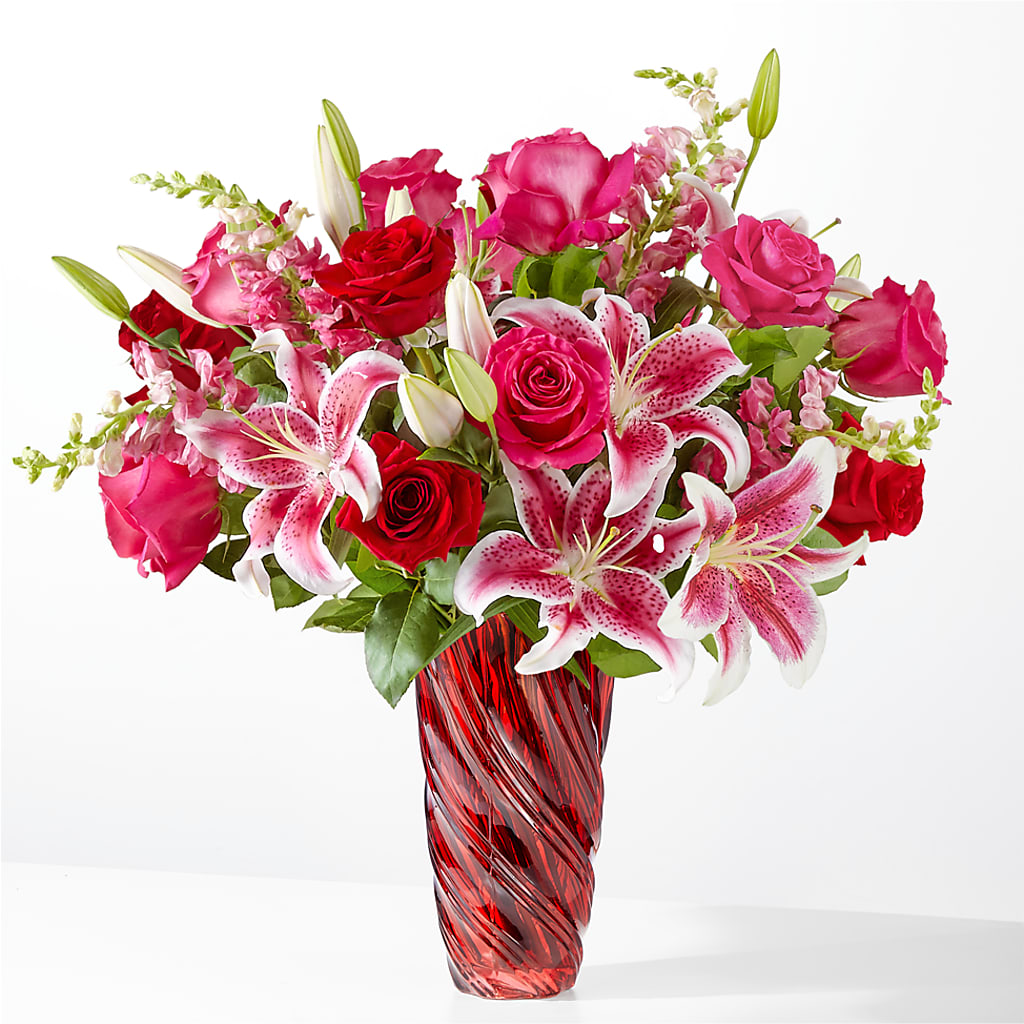 Always You Bouquet with Luxe Swirl Vase – Talia Flowers, Ottawa ON