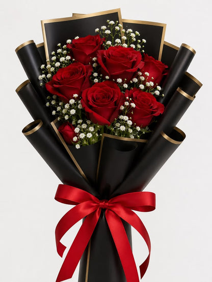 6 red roses