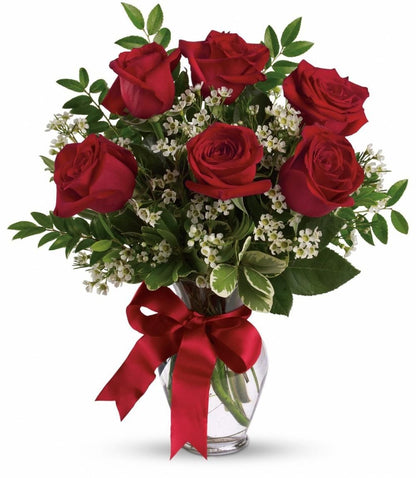 6 red roses