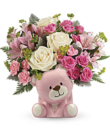 Teleflora's Precious Pink Bear Bouquet