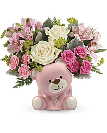 Teleflora's Precious Pink Bear Bouquet