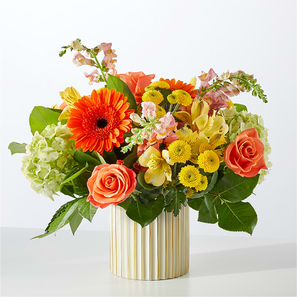 Autumn Sunshine Bouquet with Ivory Vase –  Talia Flowers, Ottawa ON